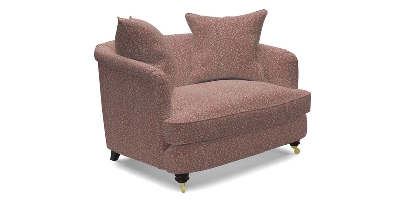 Helmsley Snuggler in V&A Threads of India Opulent Velvets Forest Creatures Hunter piping in Swiss Velvet Olive and scatter in Stockport Stripe Flame