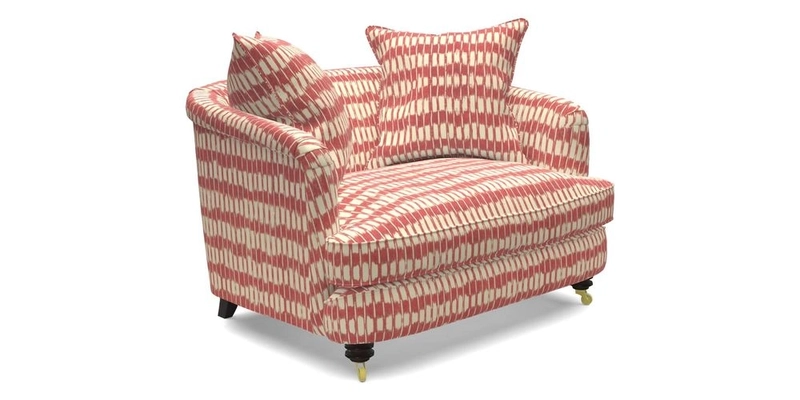 Helmsley Snuggler in V&A Threads of India Opulent Velvets Forest Creatures Hunter piping in Swiss Velvet Olive and scatter in Stockport Stripe Flame