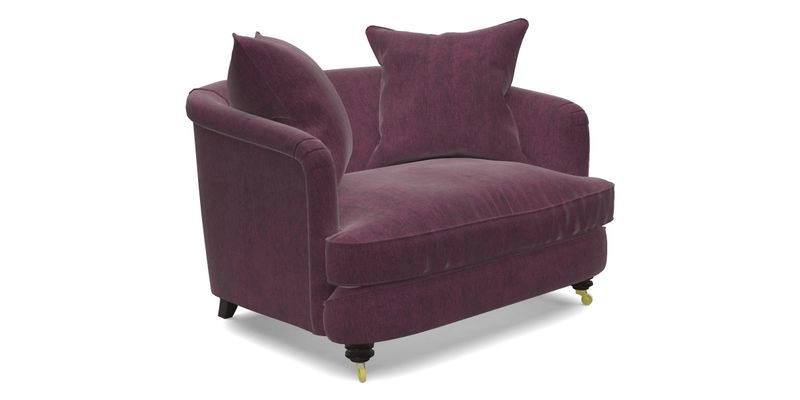 Helmsley Snuggler in V&A Threads of India Opulent Velvets Forest Creatures Hunter piping in Swiss Velvet Olive and scatter in Stockport Stripe Flame