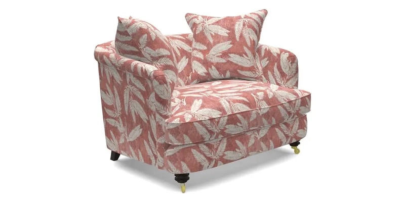 Helmsley Snuggler in V&A Threads of India Opulent Velvets Forest Creatures Hunter piping in Swiss Velvet Olive and scatter in Stockport Stripe Flame