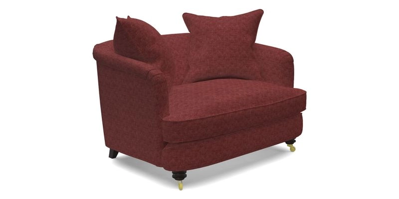 Helmsley Snuggler in V&A Threads of India Opulent Velvets Forest Creatures Hunter piping in Swiss Velvet Olive and scatter in Stockport Stripe Flame