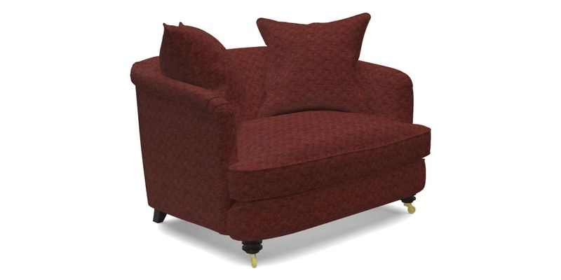 Helmsley Snuggler in V&A Threads of India Opulent Velvets Forest Creatures Hunter piping in Swiss Velvet Olive and scatter in Stockport Stripe Flame