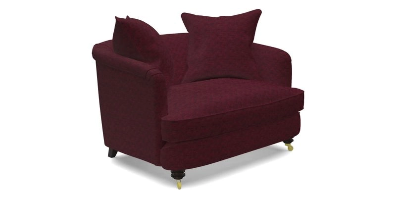 Helmsley Snuggler in V&A Threads of India Opulent Velvets Forest Creatures Hunter piping in Swiss Velvet Olive and scatter in Stockport Stripe Flame