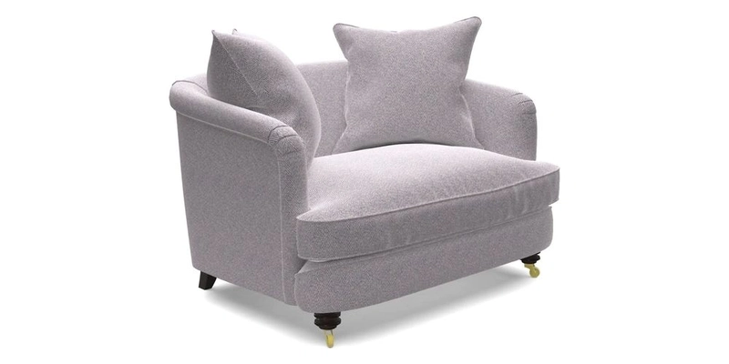 Helmsley Snuggler in V&A Threads of India Opulent Velvets Forest Creatures Hunter piping in Swiss Velvet Olive and scatter in Stockport Stripe Flame