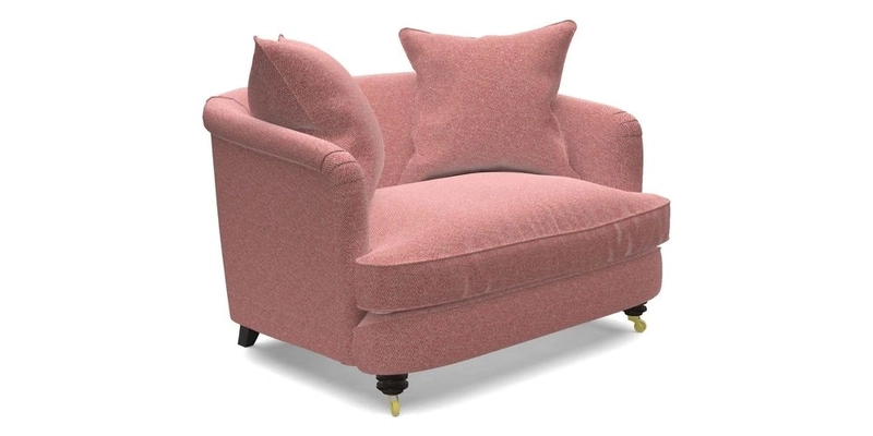 Helmsley Snuggler in V&A Threads of India Opulent Velvets Forest Creatures Hunter piping in Swiss Velvet Olive and scatter in Stockport Stripe Flame