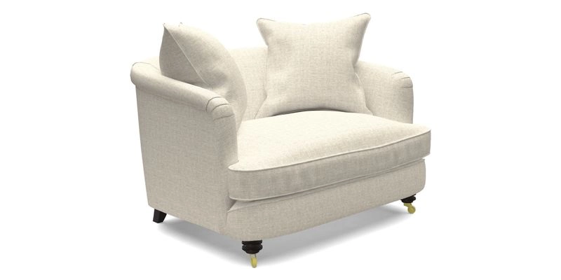 Helmsley Snuggler in V&A Threads of India Opulent Velvets Forest Creatures Hunter piping in Swiss Velvet Olive and scatter in Stockport Stripe Flame