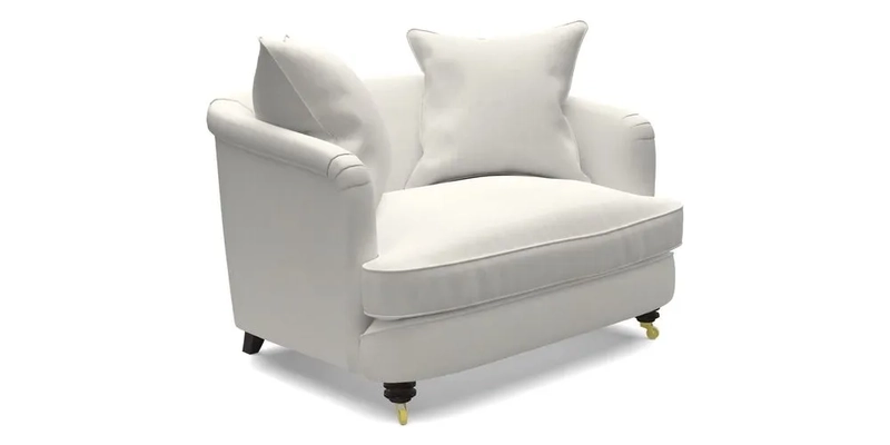 Helmsley Snuggler in V&A Threads of India Opulent Velvets Forest Creatures Hunter piping in Swiss Velvet Olive and scatter in Stockport Stripe Flame