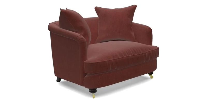 Helmsley Snuggler in V&A Threads of India Opulent Velvets Forest Creatures Hunter piping in Swiss Velvet Olive and scatter in Stockport Stripe Flame