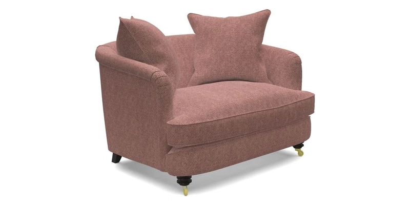 Helmsley Snuggler in V&A Threads of India Opulent Velvets Forest Creatures Hunter piping in Swiss Velvet Olive and scatter in Stockport Stripe Flame