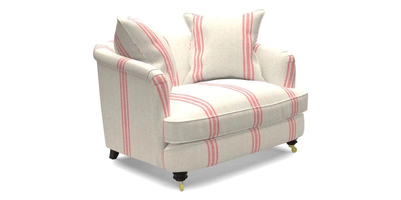 Helmsley Snuggler in V&A Threads of India Opulent Velvets Forest Creatures Hunter piping in Swiss Velvet Olive and scatter in Stockport Stripe Flame