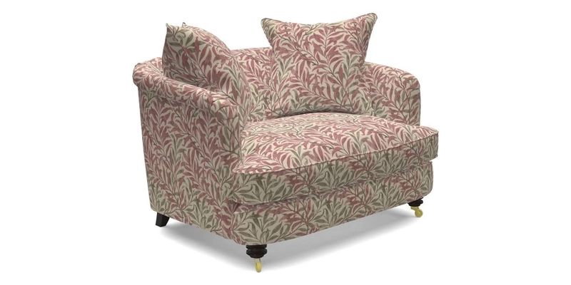 Helmsley Snuggler in V&A Threads of India Opulent Velvets Forest Creatures Hunter piping in Swiss Velvet Olive and scatter in Stockport Stripe Flame