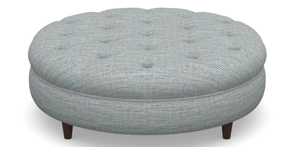 Product photograph of Helmsley Round Footstool In Basket Weave - Blue from Sofas and Stuff Limited