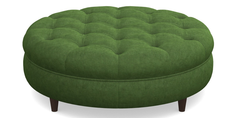 Product photograph of Helmsley Round Footstool In Clever Tough And Eco Velvet - Shamrock from Sofas and Stuff Limited