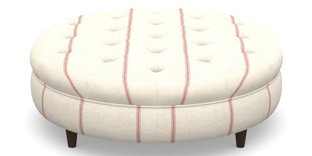 Product photograph of Helmsley Round Footstool In Grain Sack Stripe - Red from Sofas and Stuff Limited