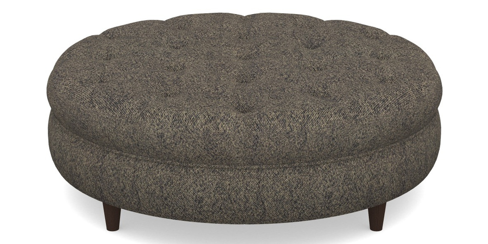 Product photograph of Helmsley Round Footstool In Cloth 22 Weaves - Grand Teton - Lapis from Sofas and Stuff Limited