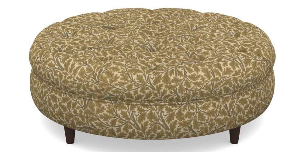 Product photograph of Helmsley Round Footstool In V A Drawn From Nature Collection - Oak Tree - Gold from Sofas and Stuff Limited