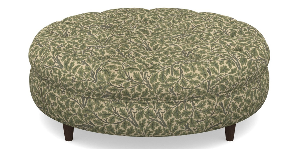 Product photograph of Helmsley Round Footstool In V A Drawn From Nature Collection - Oak Tree - Light Green from Sofas and Stuff Limited