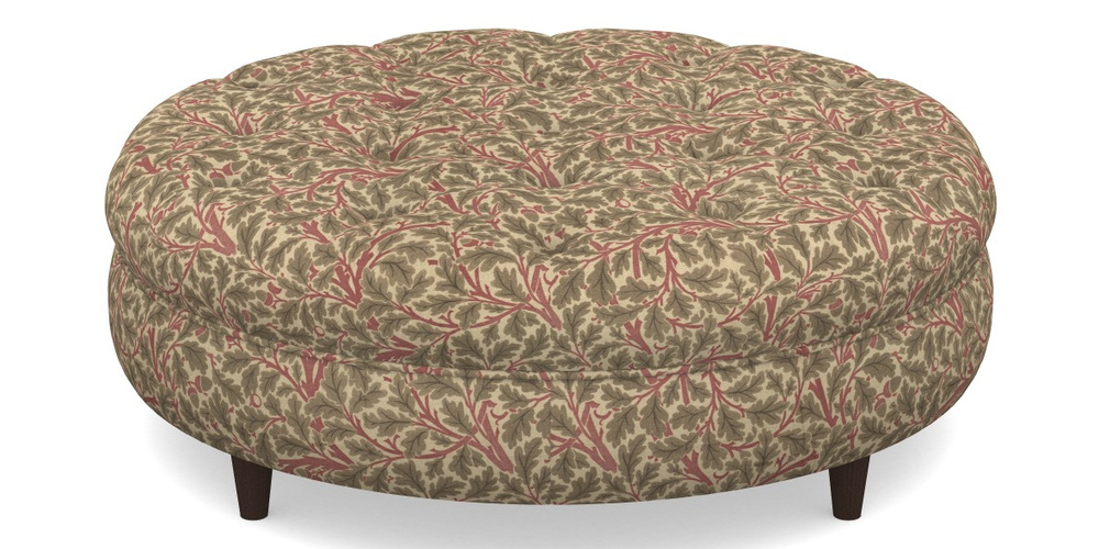 Product photograph of Helmsley Round Footstool In V A Drawn From Nature Collection - Oak Tree - Red from Sofas and Stuff Limited