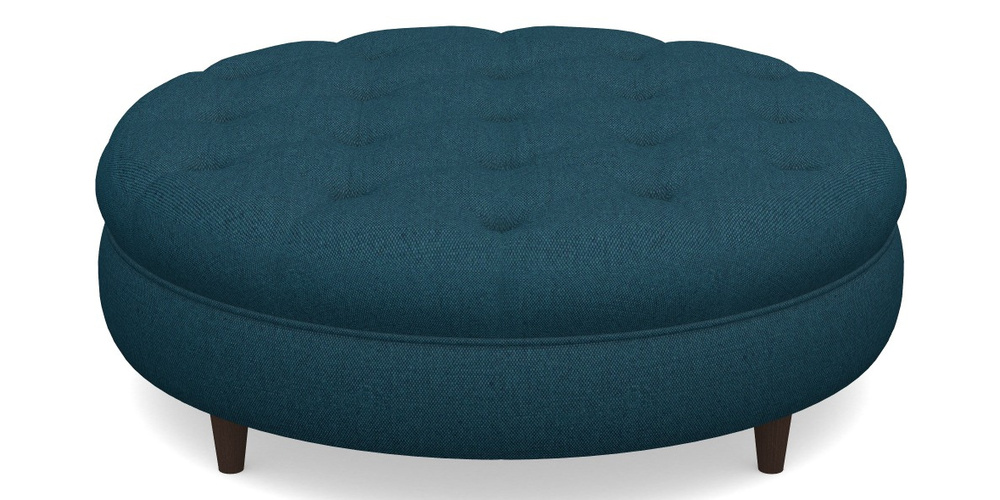 Product photograph of Helmsley Round Footstool In Plain Linen Cotton - Ink Pot from Sofas and Stuff Limited