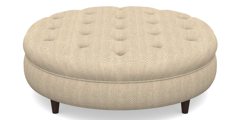 Product photograph of Helmsley Round Footstool In Cloth 22 Weaves - White Sands Linen - Chalk from Sofas and Stuff Limited