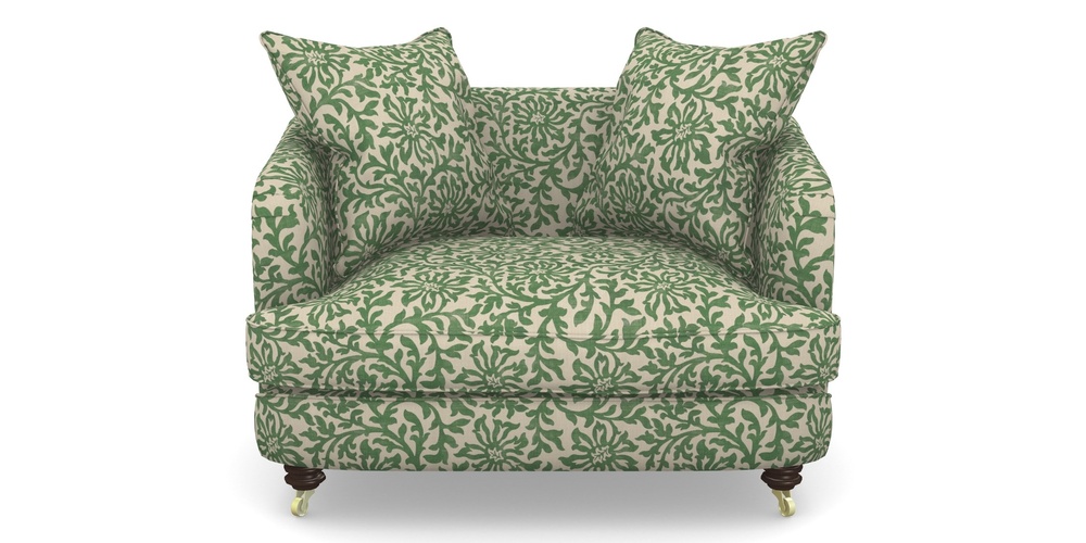 Product photograph of Helmsley Snuggler In V A Brompton Collection - Floral Scroll - Basil from Sofas and Stuff Limited