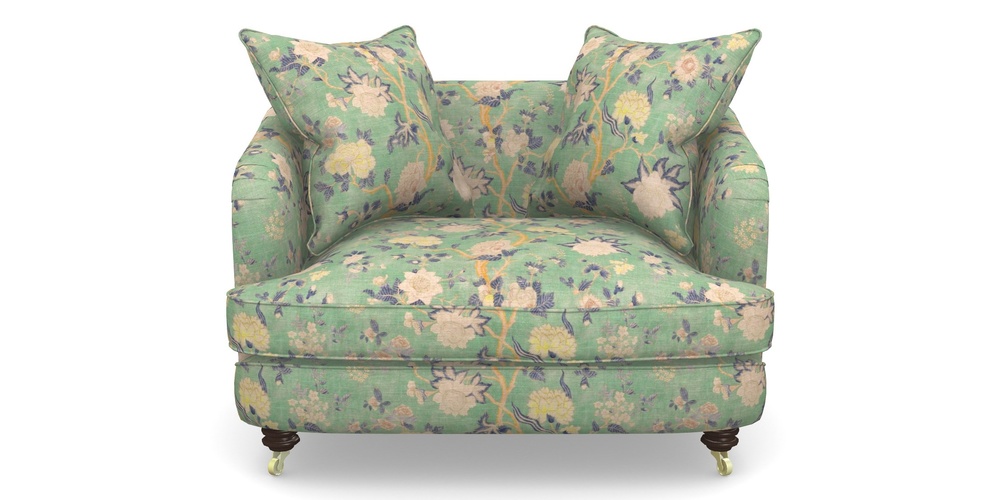 Product photograph of Helmsley Snuggler In Floral Linen - Even So Verde from Sofas and Stuff Limited