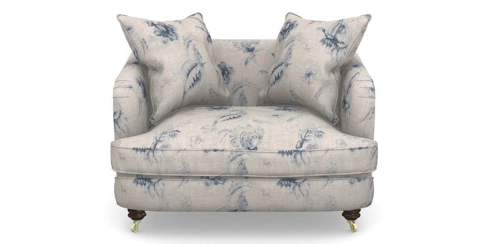 Product photograph of Helmsley Snuggler In Floral Linen - Lela Mystery Indigo from Sofas and Stuff Limited