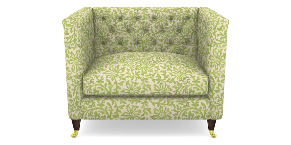 Product photograph of Holt Snuggler In V A Brompton Collection - Floral Scroll - Lime from Sofas and Stuff Limited