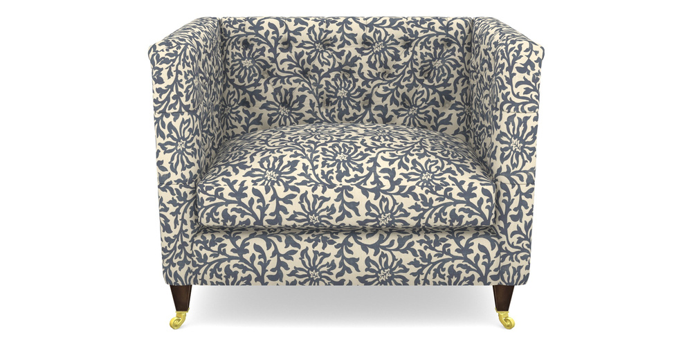 Product photograph of Holt Snuggler In V A Brompton Collection - Floral Scroll - Midnight Blue from Sofas and Stuff Limited