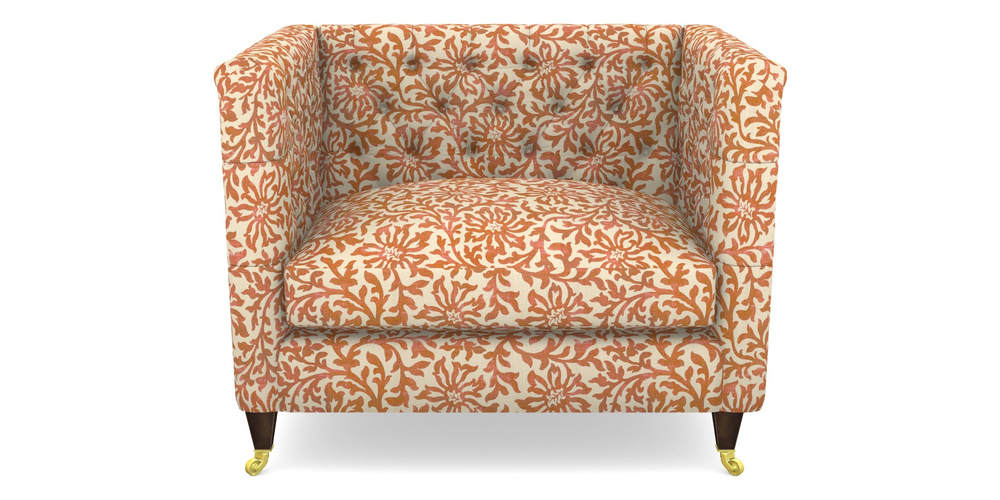 Product photograph of Holt Snuggler In V A Brompton Collection - Floral Scroll - Terracotta from Sofas and Stuff Limited