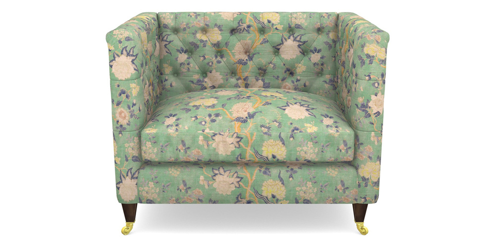 Product photograph of Holt Snuggler In Floral Linen - Even So Verde from Sofas and Stuff Limited