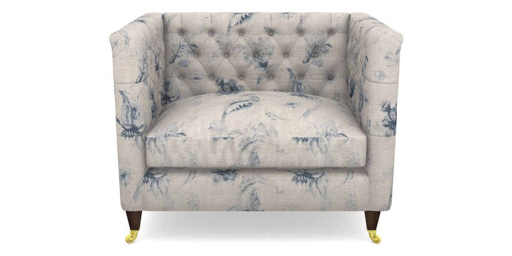 Product photograph of Holt Snuggler In Floral Linen - Lela Mystery Indigo from Sofas and Stuff Limited