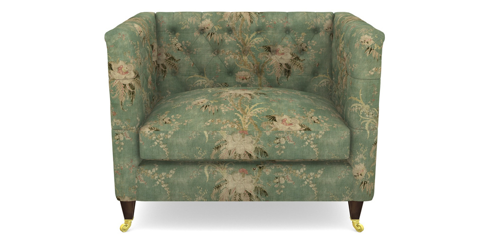 Product photograph of Holt Snuggler In Floral Linen - Zefferino Emerald from Sofas and Stuff Limited