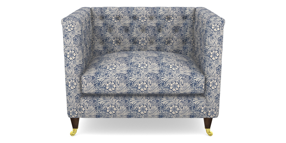 Product photograph of Holt Snuggler In William Morris Collection - Marigold - Indigo Linen from Sofas and Stuff Limited