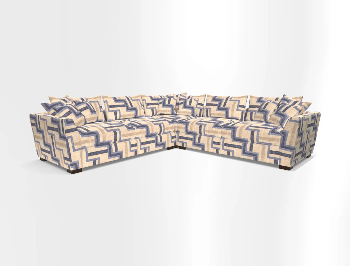 Hambledon Large Corner Group in Plain Two Tone Calico with Scatters in Cloth 22 Weaves
