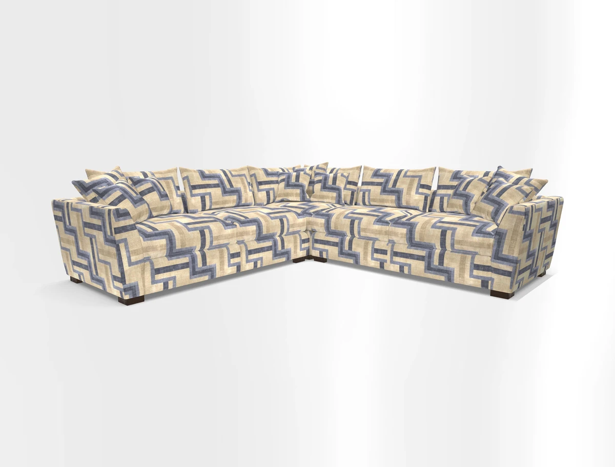 Hambledon Large Corner Group in Plain Two Tone Calico with Scatters in Cloth 22 Weaves