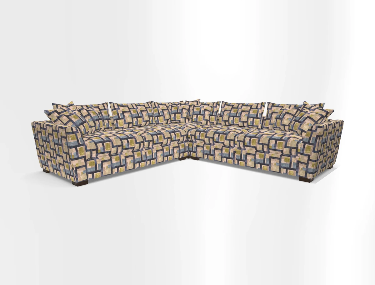 Hambledon Large Corner Group in Plain Two Tone Calico with Scatters in Cloth 22 Weaves