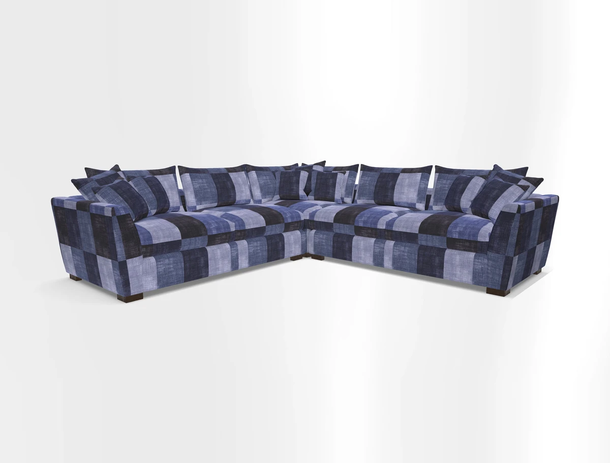 Hambledon Large Corner Group in Plain Two Tone Calico with Scatters in Cloth 22 Weaves