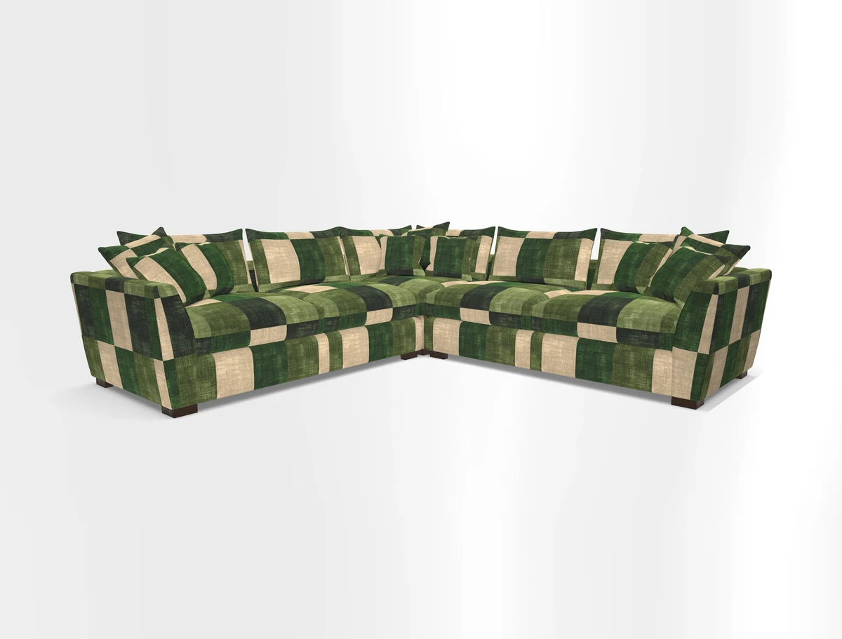 Hambledon Large Corner Group in Plain Two Tone Calico with Scatters in Cloth 22 Weaves