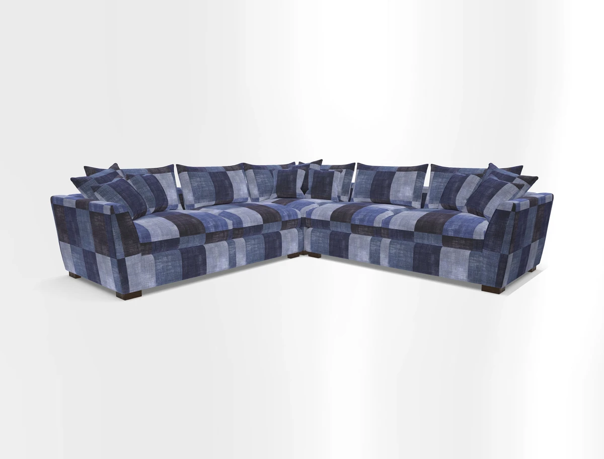Hambledon Large Corner Group in Plain Two Tone Calico with Scatters in Cloth 22 Weaves