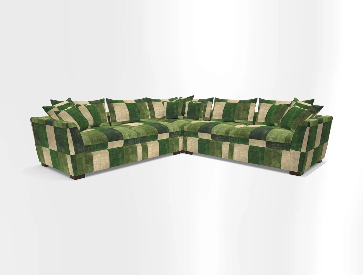 Hambledon Large Corner Group in Plain Two Tone Calico with Scatters in Cloth 22 Weaves