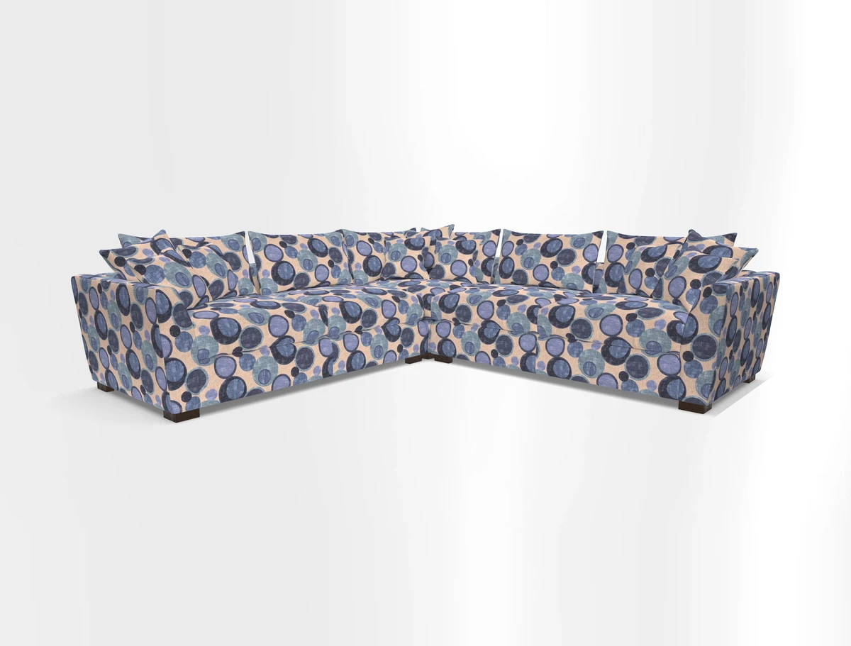 Hambledon Large Corner Group in Plain Two Tone Calico with Scatters in Cloth 22 Weaves