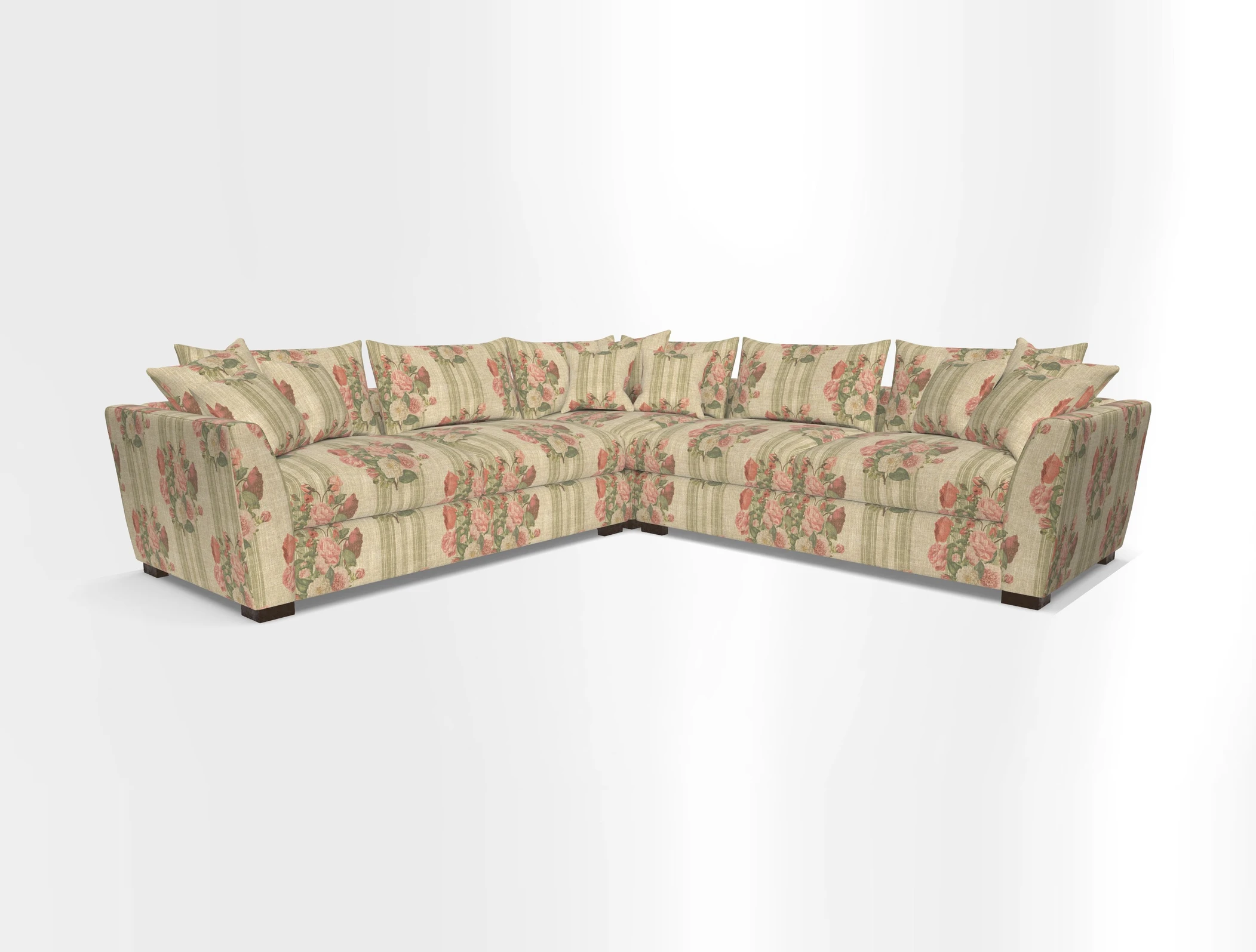 Hambledon Large Corner Group in Plain Two Tone Calico with Scatters in Cloth 22 Weaves