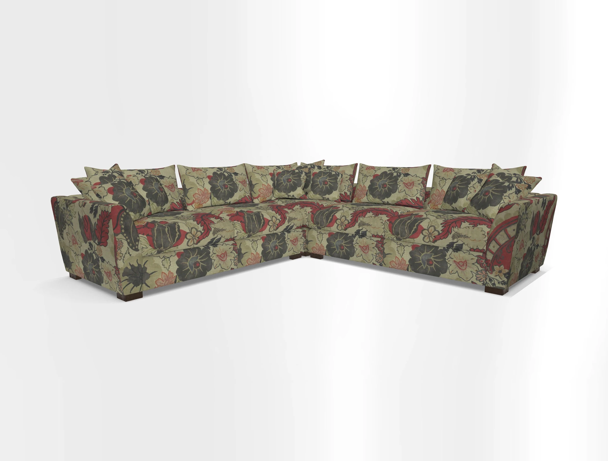 Hambledon Large Corner Group in Plain Two Tone Calico with Scatters in Cloth 22 Weaves