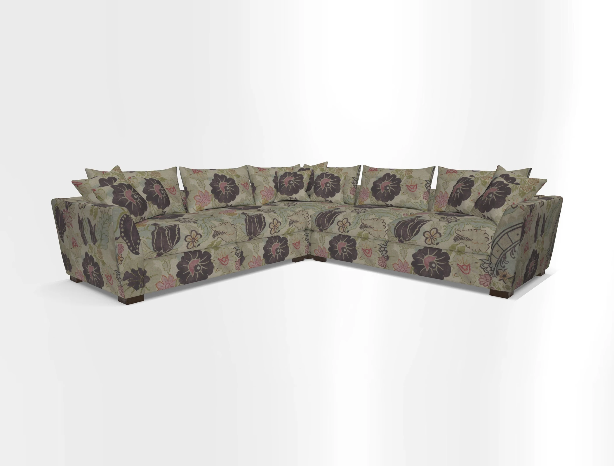 Hambledon Large Corner Group in Plain Two Tone Calico with Scatters in Cloth 22 Weaves