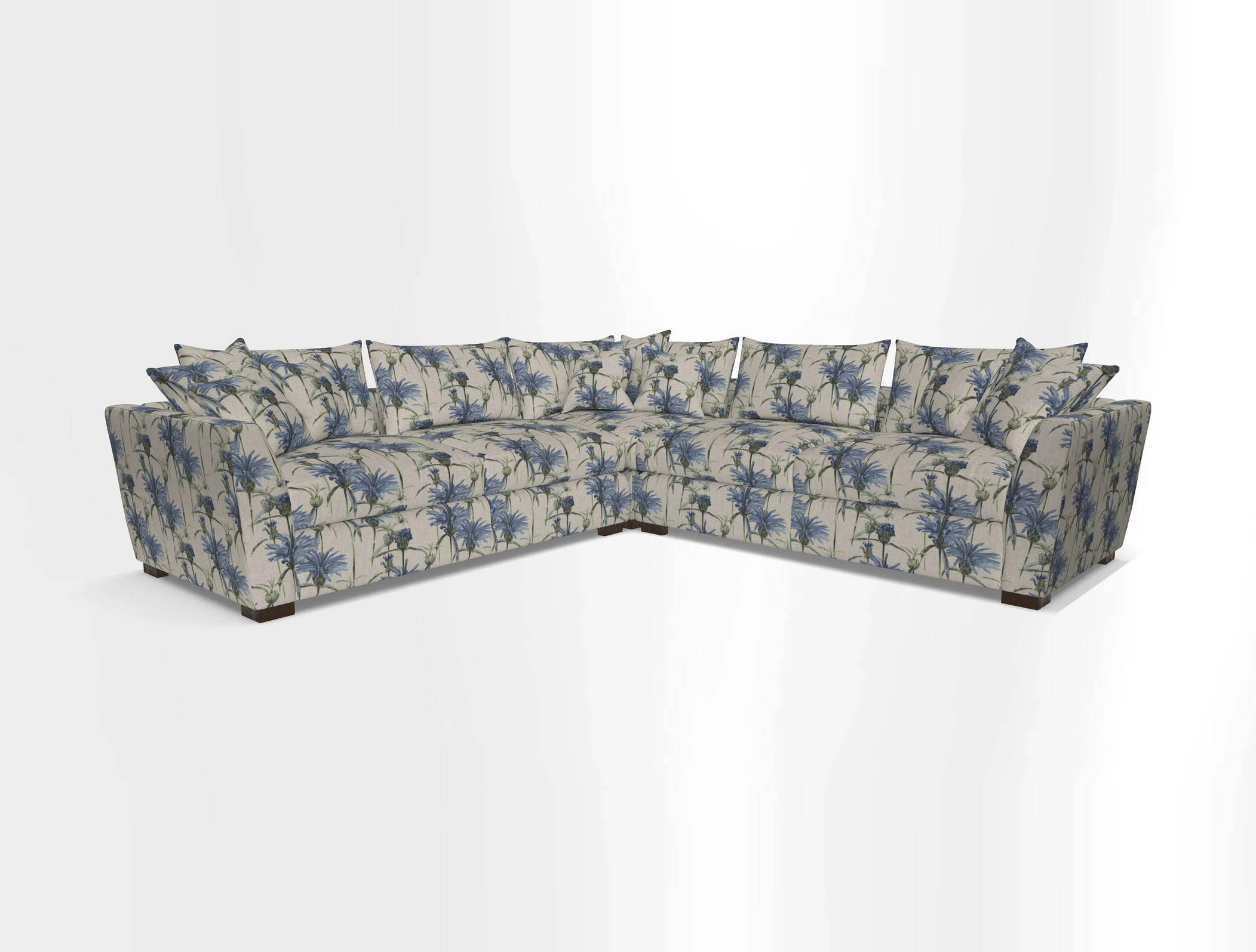 Hambledon Large Corner Group in Plain Two Tone Calico with Scatters in Cloth 22 Weaves