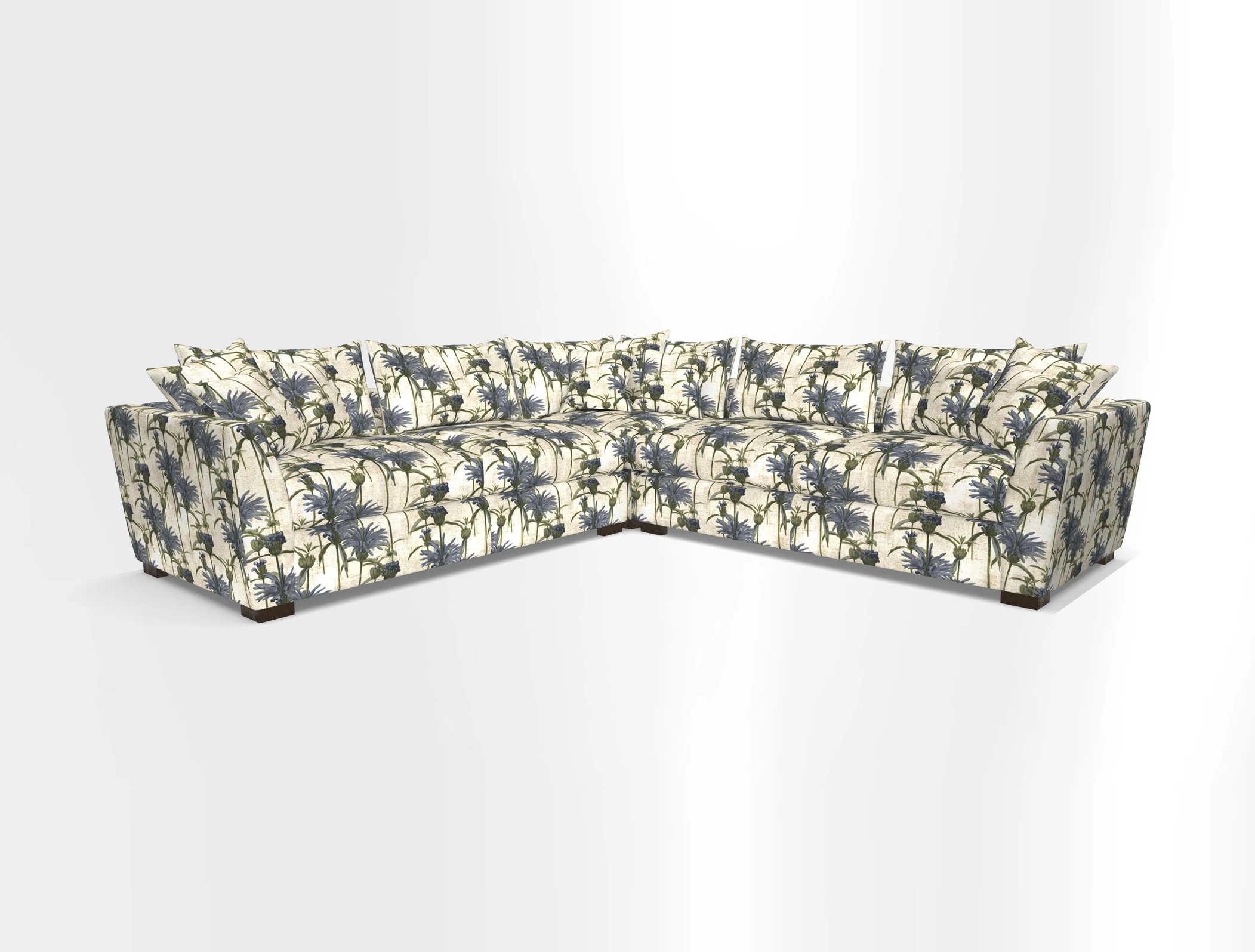 Hambledon Large Corner Group in Plain Two Tone Calico with Scatters in Cloth 22 Weaves