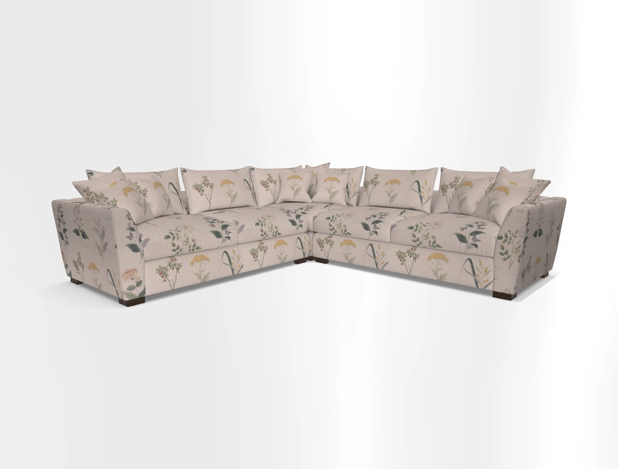 Hambledon Large Corner Group in Plain Two Tone Calico with Scatters in Cloth 22 Weaves