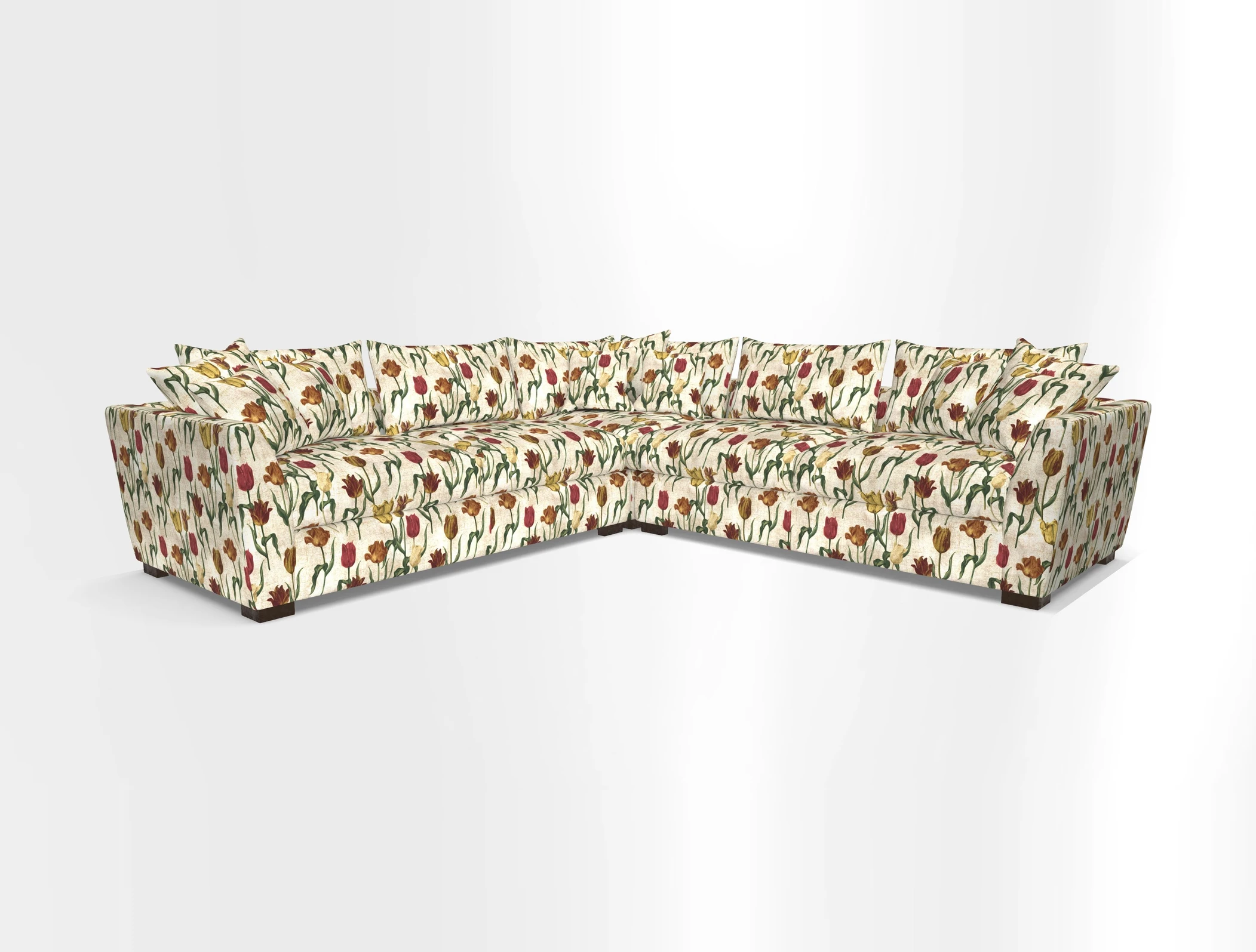 Hambledon Large Corner Group in Plain Two Tone Calico with Scatters in Cloth 22 Weaves