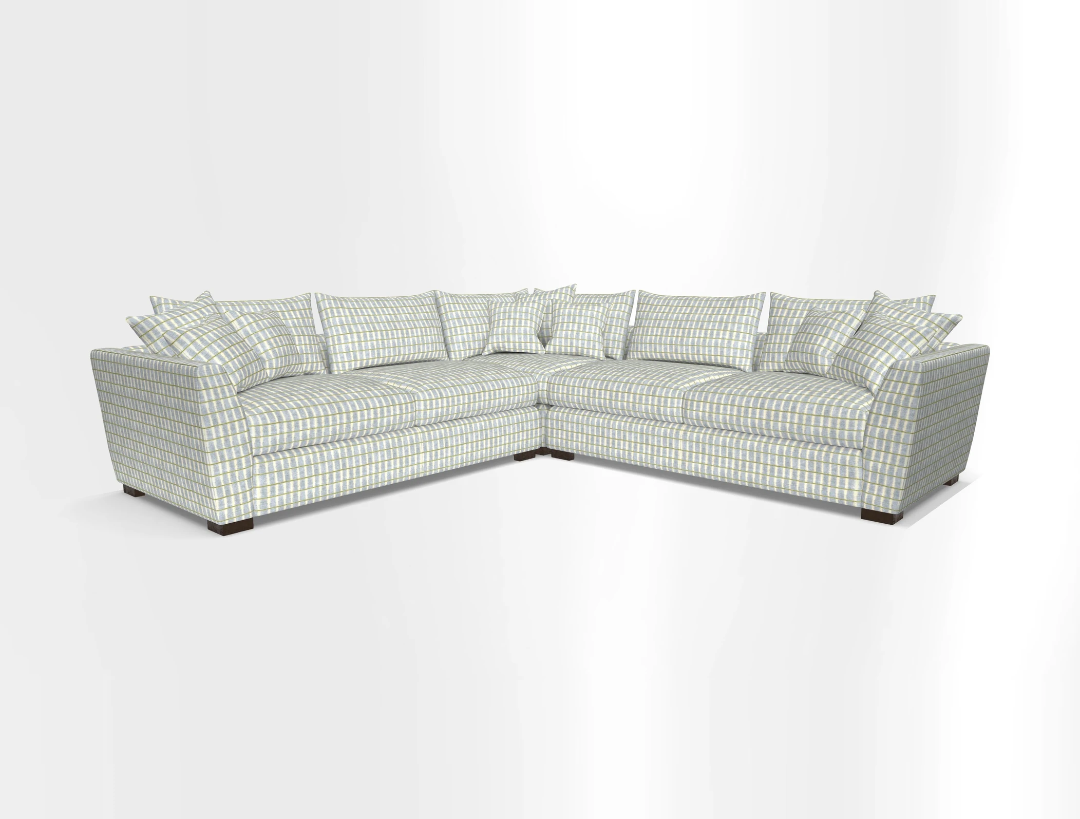 Hambledon Large Corner Group in Plain Two Tone Calico with Scatters in Cloth 22 Weaves